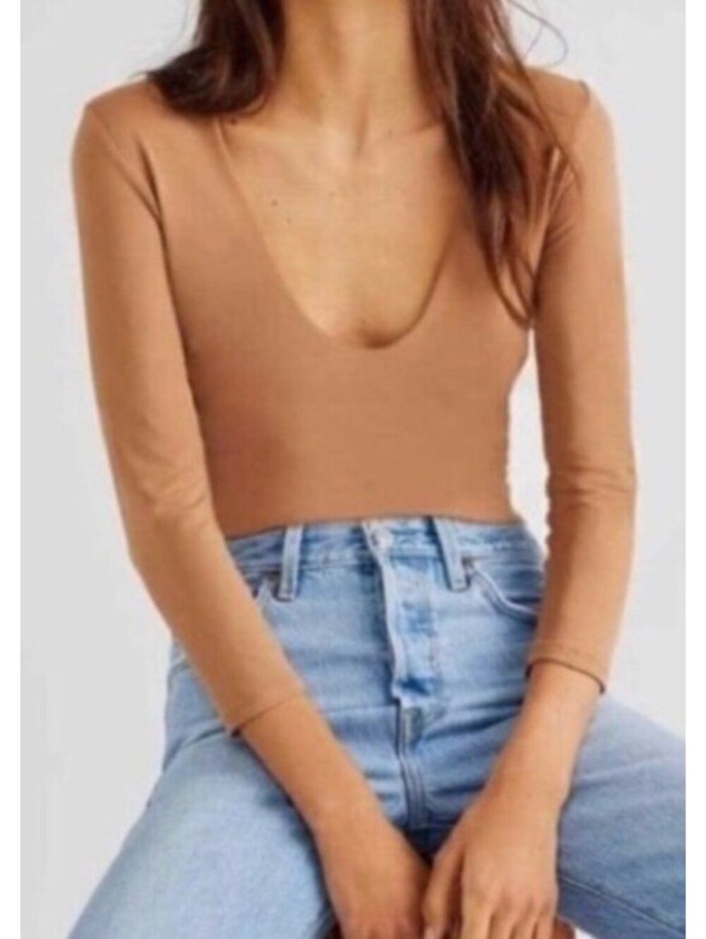 INTIMATELY FREE PEOPLE brown v-neck bodysuit sz S